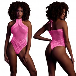Body With Halter Neck - One Size - Neon Pink