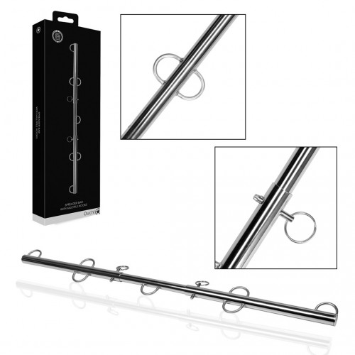 Köp Ouch Adjustable Spreader Bar – justerbart BDSM-tillbehör med flera krokar Ouch by Shots justerbar spreader bar i järn med flera krokar för bondage och BDSM-lekar