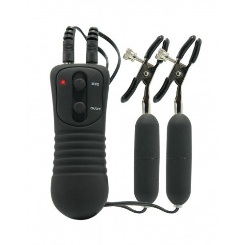 Vibrating Nipple Clamps - Vibrerande Bröstklämmor - Svart