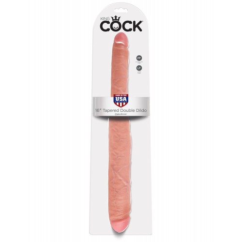 Pipedream King Cock 16 tum Tapered Double Dildo 40 cm i hudton PVC – dubbeldildo med smal och tjock ände för ensam- eller parlek