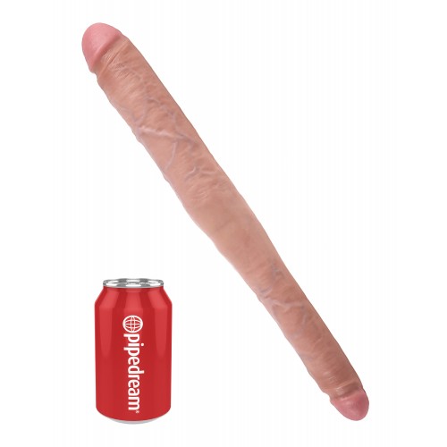 Pipedream King Cock 16 tum Tapered Double Dildo 40 cm i hudton PVC – dubbeldildo med smal och tjock ände för ensam- eller parlek