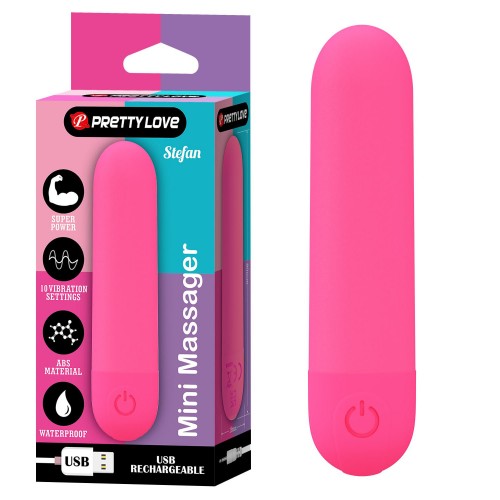 Pretty Love Stefan mini bullet vibrator i ABS – 8 cm kompakt uppladdningsbar minivibrator för klitoris och punktstimulans