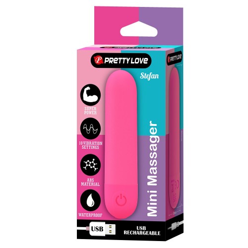 Pretty Love Stefan mini bullet vibrator i ABS – 8 cm kompakt uppladdningsbar minivibrator för klitoris och punktstimulans