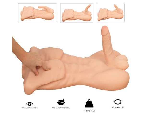 Realistixxx Deluxe Man manlig torso masturbator i Natureskin med realistisk ridbar penis och analöppning