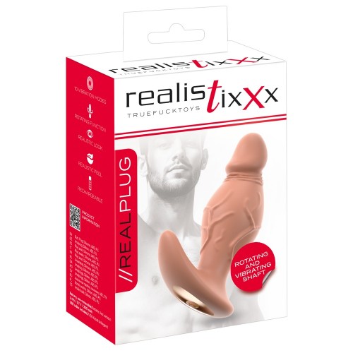 Realistixxx RealPlug roterande och vibrerande realistisk buttplug 13 cm – njutbar analstimulering med kombinerad rotation och vibration