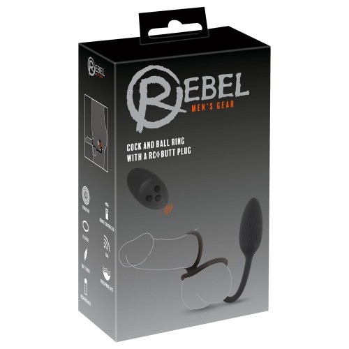 Rebel Cock och Ballrings With Vibrating Buttplug – penisring och pungsring med vibrerande buttplug i ett komplett kit