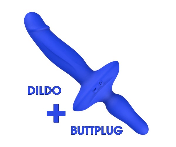 Ritter dubbeländad vibrator och butt plug i koboltblå silikon – vattentät med magnetisk USB-laddning