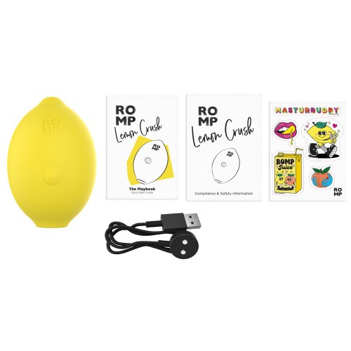 ROMP Lemon Crush gul lufttrycksvibrator med Pleasure Air-teknologi – citronformad klitorisstimulator med 14 intensiteter och vattentät design