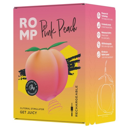 ROMP Pink Peach klitorisstimulator med Pleasure Air-teknologi i rosa silikon – 14 intensiteter och vattentät
