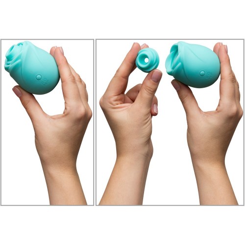 ROMP Rose Glow turkos lufttrycksvibrator med Pleasure Air-teknologi – rosformad klitorisstimulator med 10 intensiteter och vattentät design