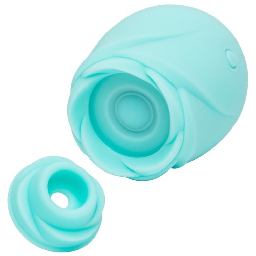 ROMP Rose Glow turkos lufttrycksvibrator med Pleasure Air-teknologi – rosformad klitorisstimulator med 10 intensiteter och vattentät design