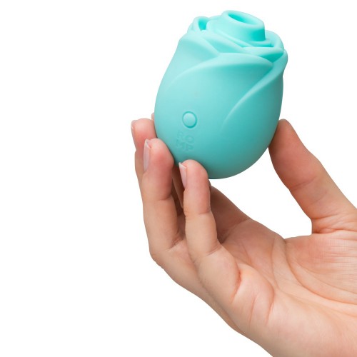 ROMP Rose Glow turkos lufttrycksvibrator med Pleasure Air-teknologi – rosformad klitorisstimulator med 10 intensiteter och vattentät design