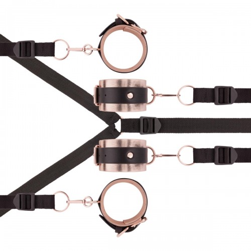 Rosy Gold Under The Mattress Restraint Bondage Set – lyxigt sängbondage med roseguld-detaljer och justerbara bojor för handleder och fotleder