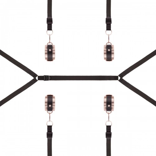Rosy Gold Under The Mattress Restraint Bondage Set – lyxigt sängbondage med roseguld-detaljer och justerbara bojor för handleder och fotleder