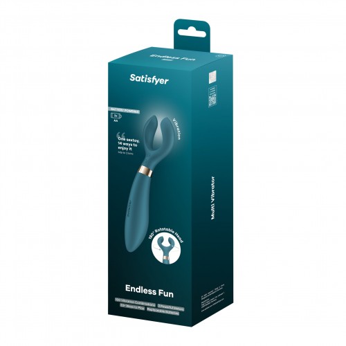 Satisfyer Endless Fun Battery multivibrator svart med roterbart huvud och 33 funktioner – batteridrift och vattentät