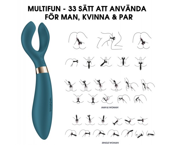 Satisfyer Endless Fun Battery multivibrator svart med roterbart huvud och 33 funktioner – batteridrift och vattentät