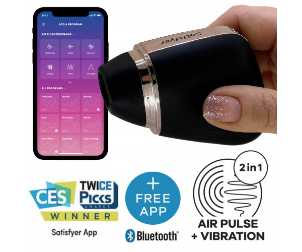 Satisfyer Love Triangle svart klitorisstimulator med tryckvågor, vibrationer och appstyrning via Satisfyer Connect