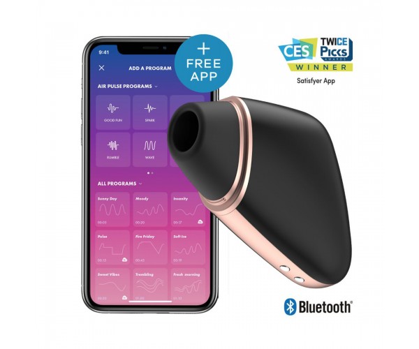 Satisfyer Love Triangle svart klitorisstimulator med tryckvågor, vibrationer och appstyrning via Satisfyer Connect