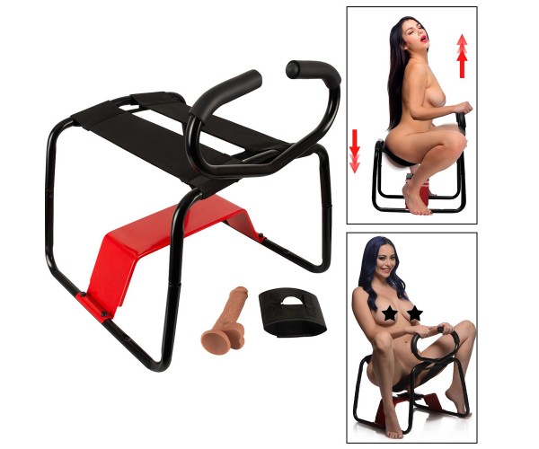 The Banger Ultimate Sex Stool sexpall med öppen sits handtag och realistisk dildo med sugpropp – maxvikt 150 kg