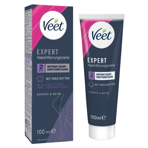 Veet Woman Expert Hair Removal Cream 100ml – hårborttagningskräm med sheasmör för alla hudtyper ben och kropp