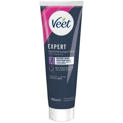 Veet Woman Expert Hair Removal Cream 100ml – hårborttagningskräm med sheasmör för alla hudtyper ben och kropp