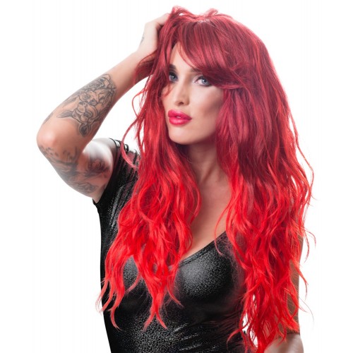 Köp Wigged Love Röd Långhårig Peruk 63 cm – vågig röd rollspelsperuk Wigged Love röd långhårig peruk 63 cm med vågigt hår – förförisk rollspelsperuk för maskerad, möhippa och erotisk lek