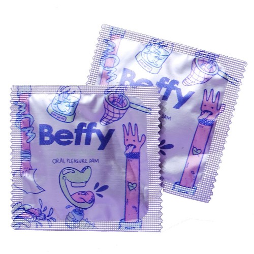 Beffy Oral Dams slicklapp 2-pack i latex – engångs intimskydd för säkert och hygieniskt oralsex