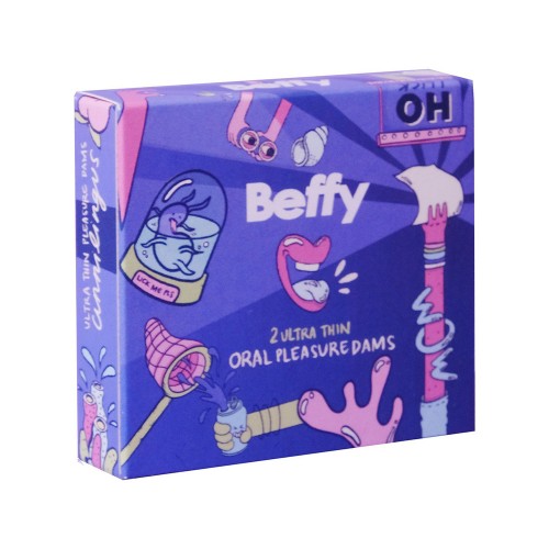 Beffy Oral Dams slicklapp 2-pack i latex – engångs intimskydd för säkert och hygieniskt oralsex
