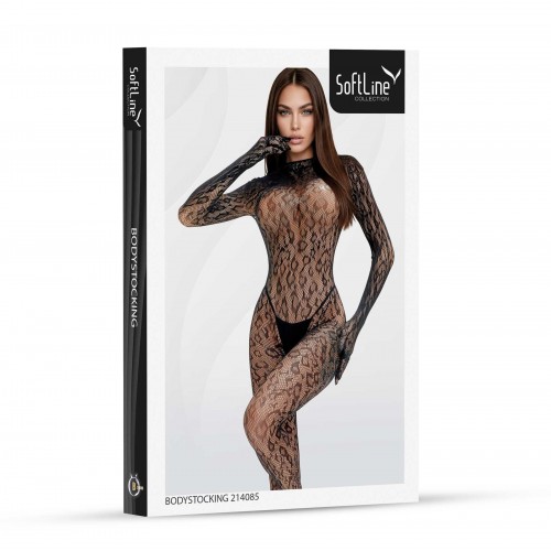 Softline Sexy Wild Leopard Bodystocking leopardmönstrad sexig bodystocking i nät – förförisk heltäckande body med djurmönster