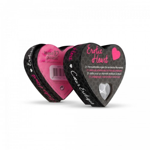 Tease & Please Erotic Heart Mini Game erotiskt parspel med 21 sensuella utmaningar – lekfullt och intimt sällskapsspel för par